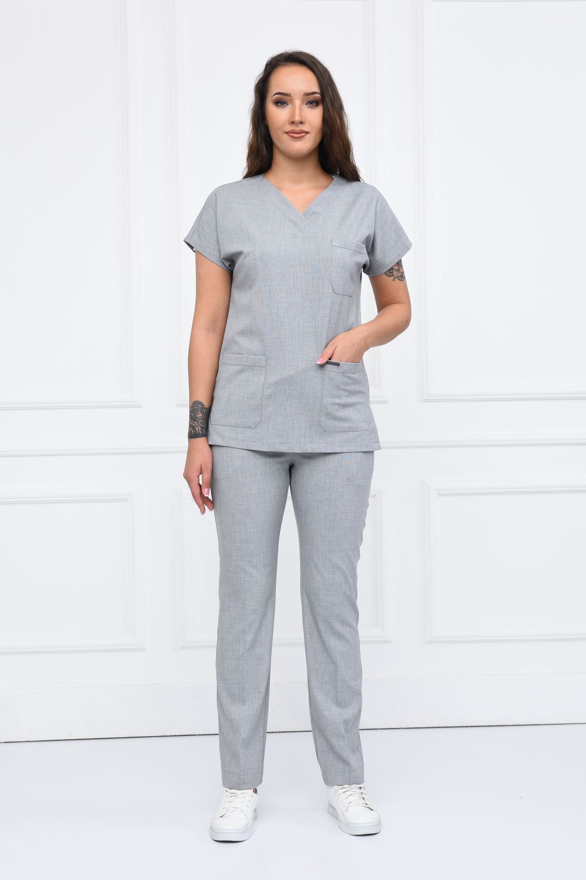 Nefmed Üniforma Greys Santana Açık Gri Kadın Takım