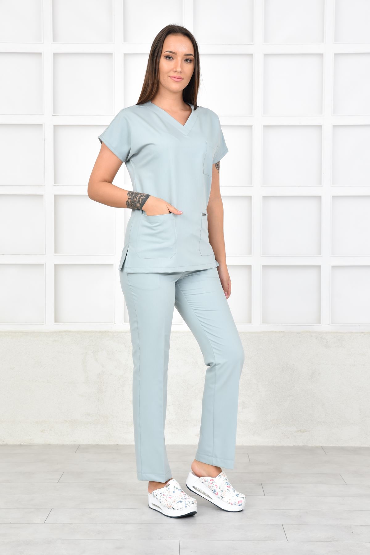 Nefmed Üniforma Greys Açık Küf Kadın Takım