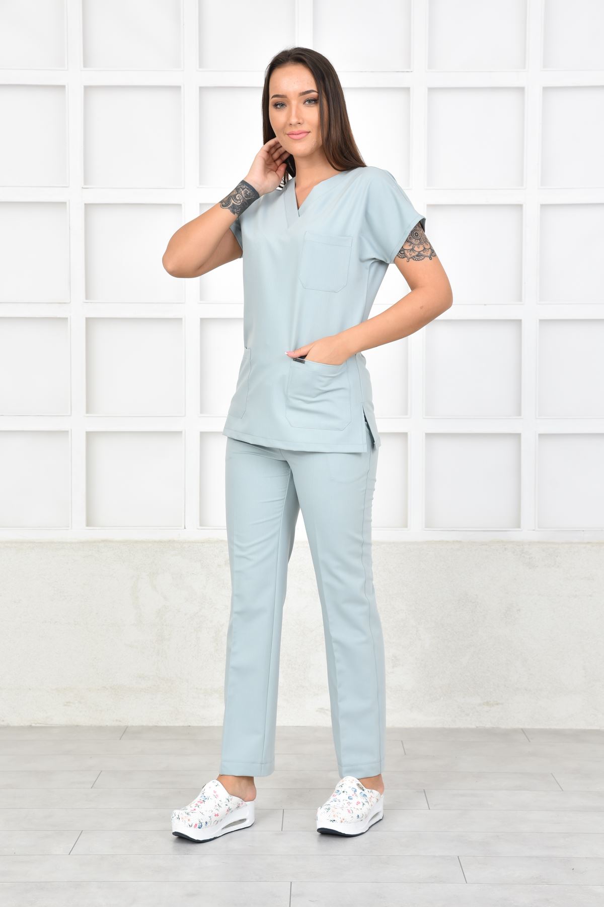 Nefmed Üniforma Greys Açık Küf Kadın Takım