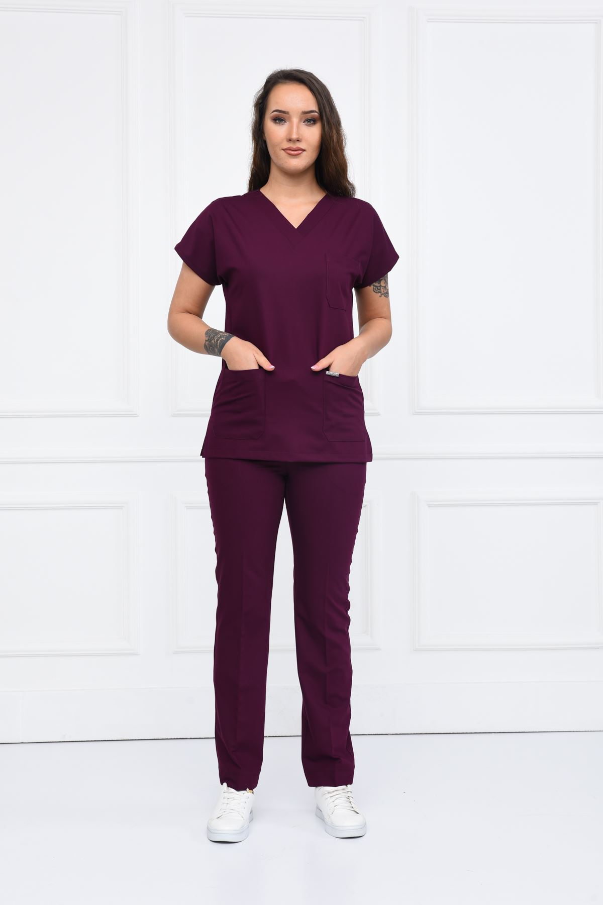 Nefmed Üniforma Greys Mürdüm Kadın Takım