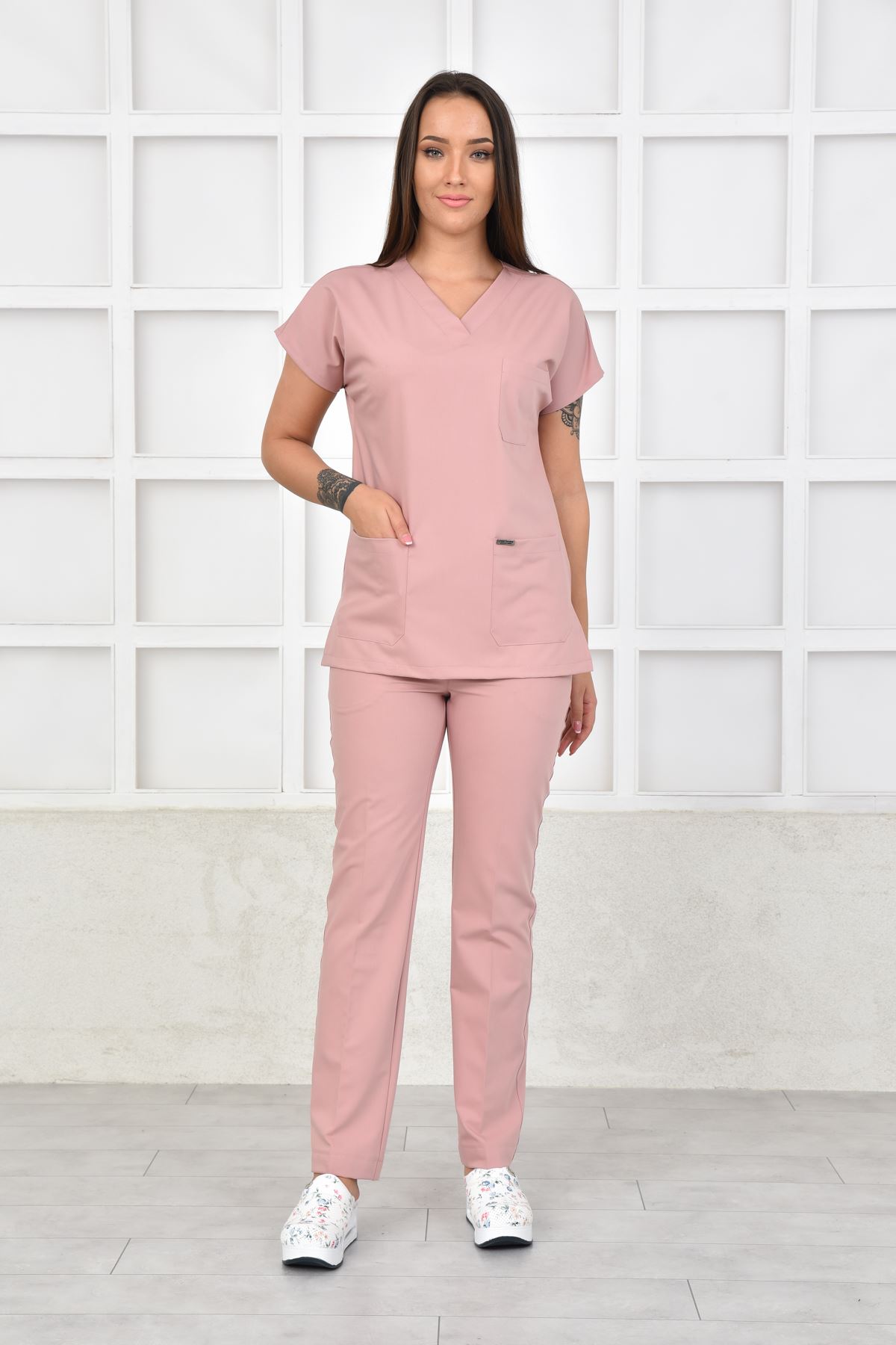 Nefmed Üniforma Greys Pudra Kadın Takım