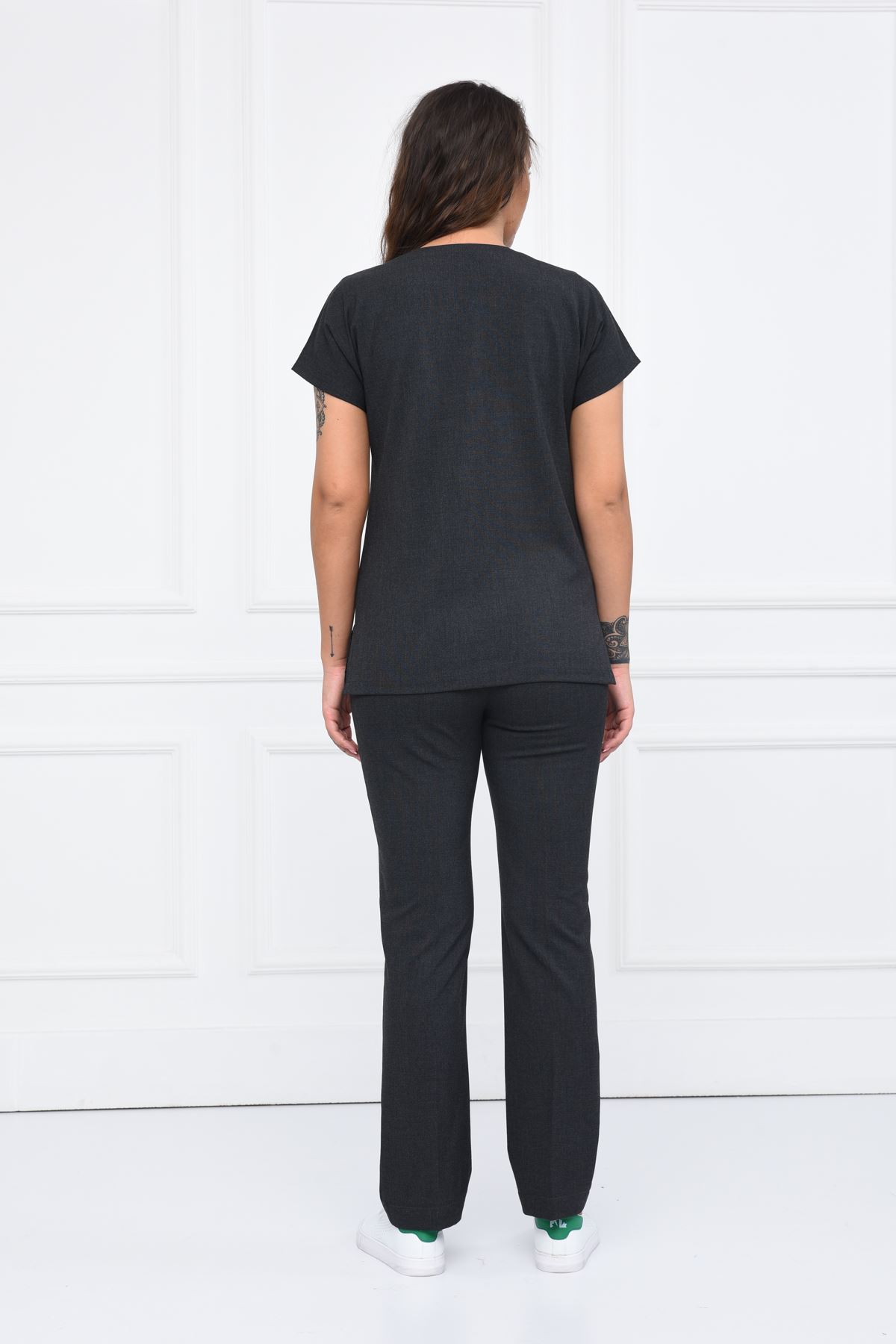 Nefmed Üniforma Greys Santana Koyu Gri Kadın Takım