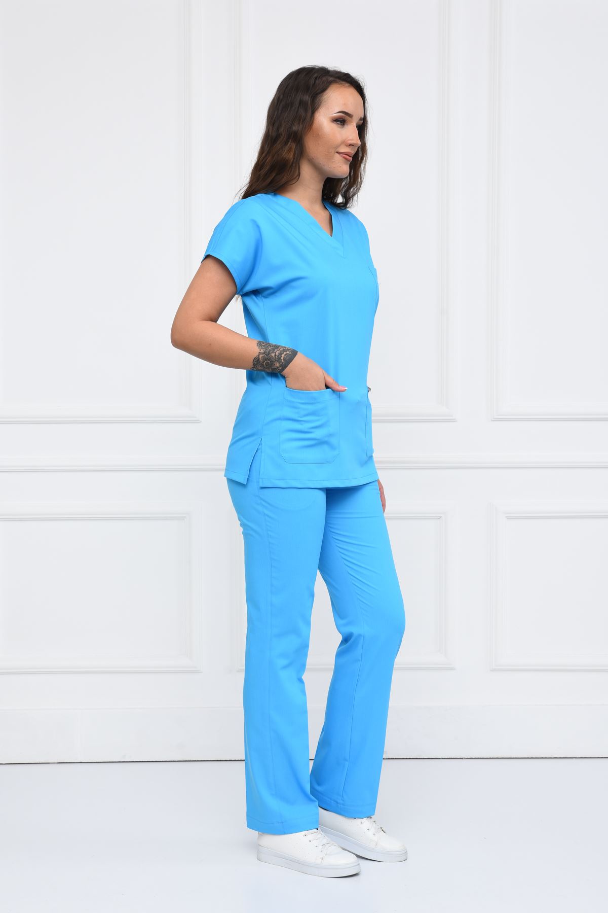 Nefmed Üniforma Greys Turkuaz Mavi Kadın Takım 
