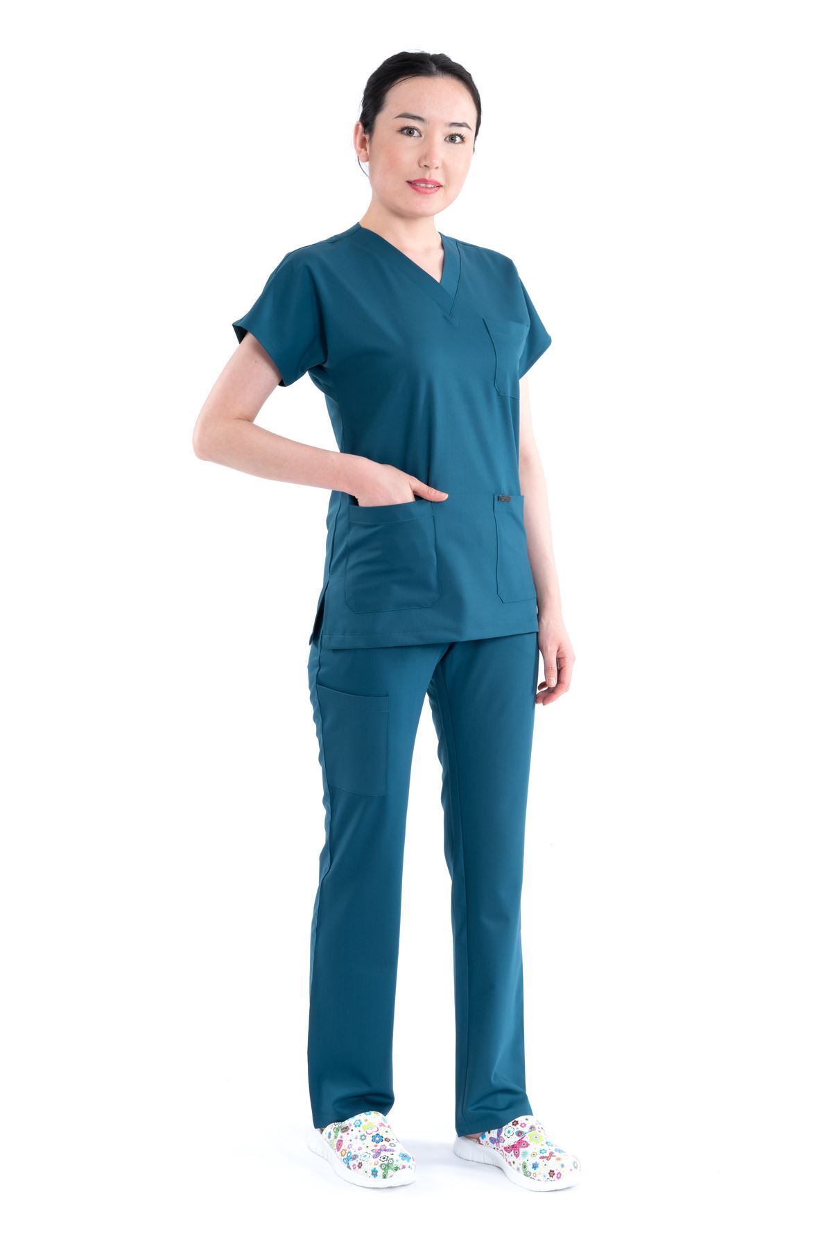 Nefmed Üniforma Greys Petrol Yeşili Kadın Takım