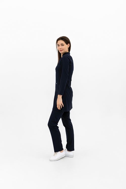 Nef Medikal Yarıdan Hakim Lacivert Tesettür Takım