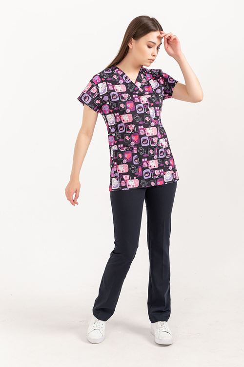 Nef Medikal Greys Desenli Kadın Takım