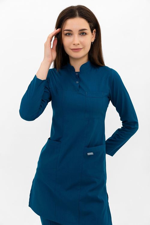 Nef Medikal Yarıdan Hakim Petrol Yeşili Tesettür Takım