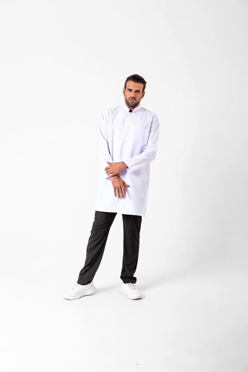 Beyaz Alpaka Hakim Yaka Erkek Önlük