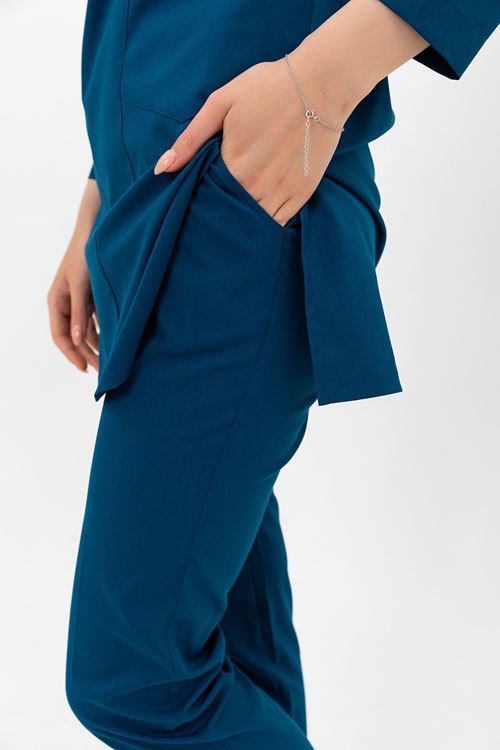 Nef Medikal Yarıdan Hakim Petrol Yeşili Tesettür Takım