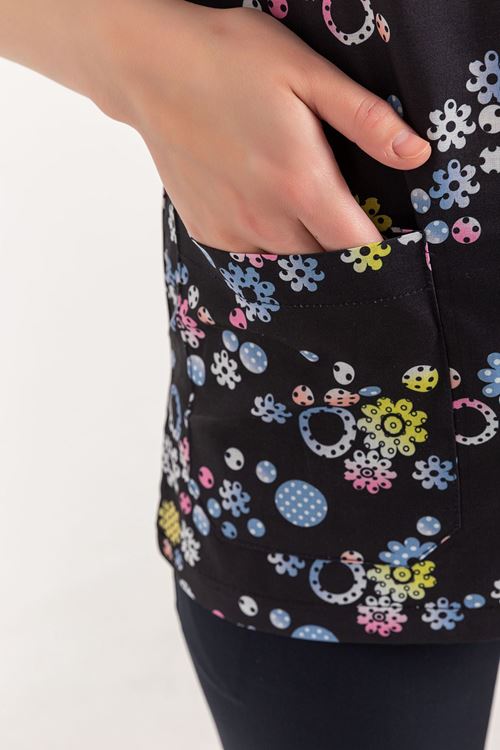 Nef Medikal Greys Desenli Kadın Tek Üst