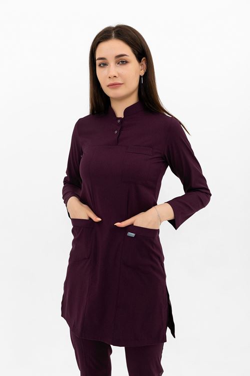 Nef Medikal Yarıdan Hakim Mürdüm Tesettür Takım