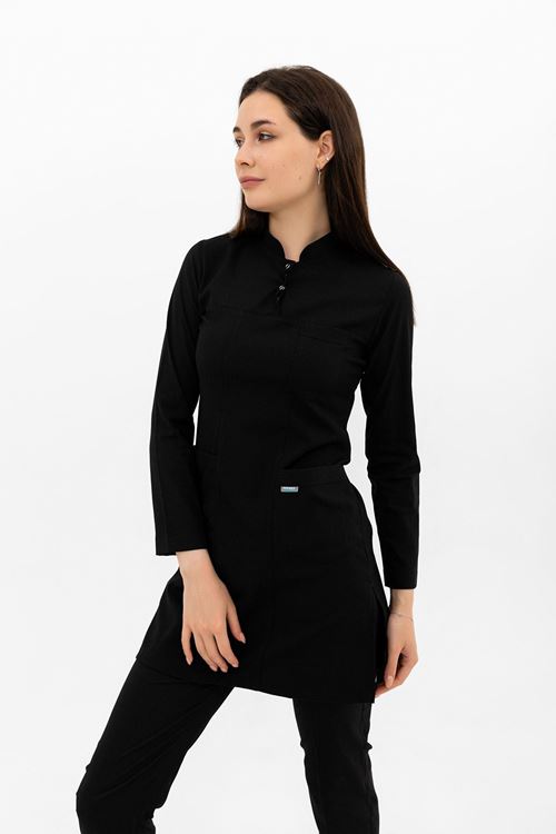 Nef Medikal Yarıdan Hakim Siyah Tesettür Takım