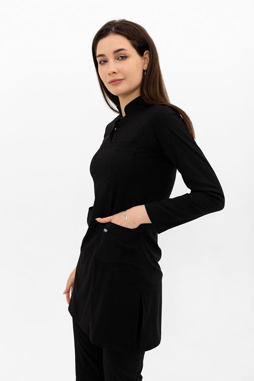 Nef Medikal Yarıdan Hakim Siyah Tesettür Takım