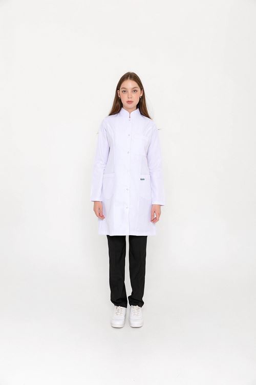 Beyaz Alpaka Hakim Yaka Kadın Önlük