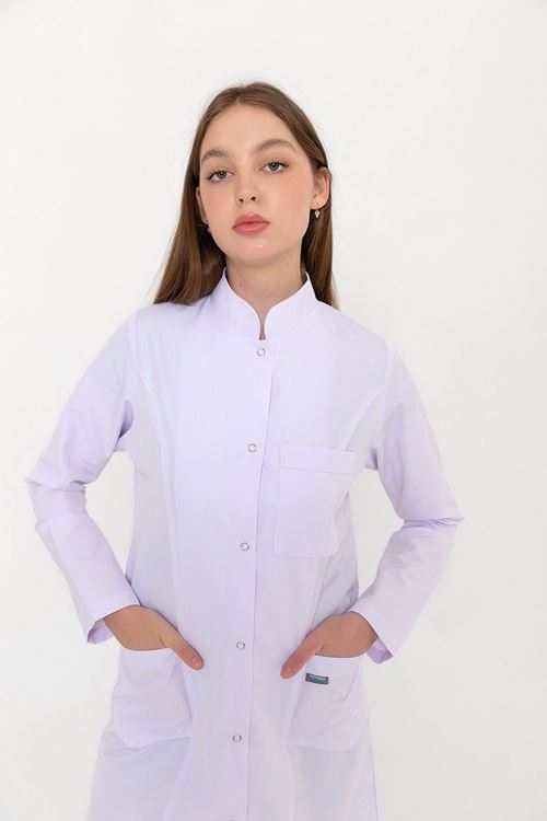 Beyaz Alpaka Hakim Yaka Kadın Önlük