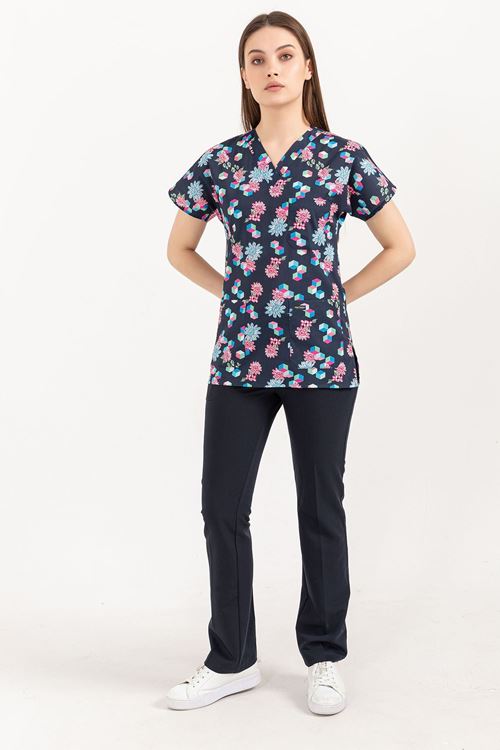 Nef Medikal Greys Desenli Kadın Takım