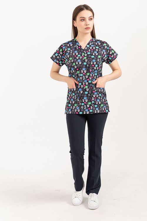 Nef Medikal Greys Desenli Kadın Takım