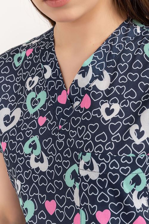 Nef Medikal Greys Desenli Kadın Tek Üst