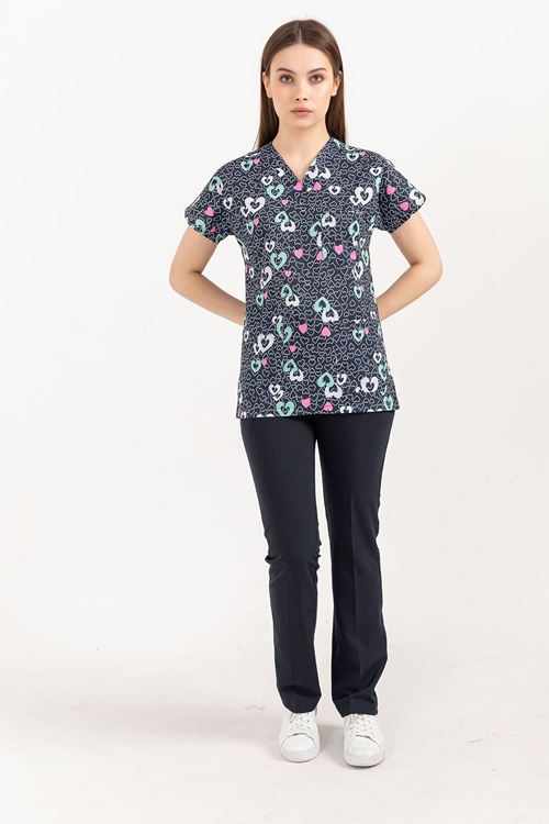 Nef Medikal Greys Desenli Kadın Takım