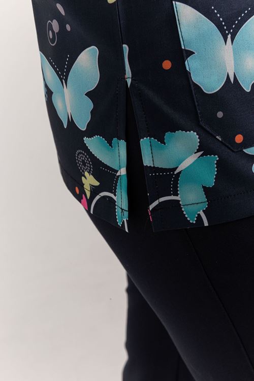 Nef Medikal Greys Desenli Kadın Tek Üst