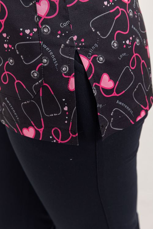 Nef Medikal Greys Desenli Kadın Tek Üst