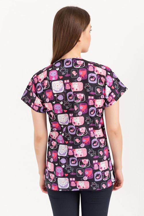 NEF GREYS KEDİ DESENLİ TEK ÜST