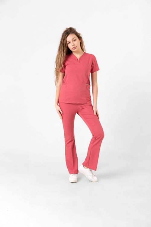 Nef Medikal Drop Collar Gül Kurusu Kadın Takım