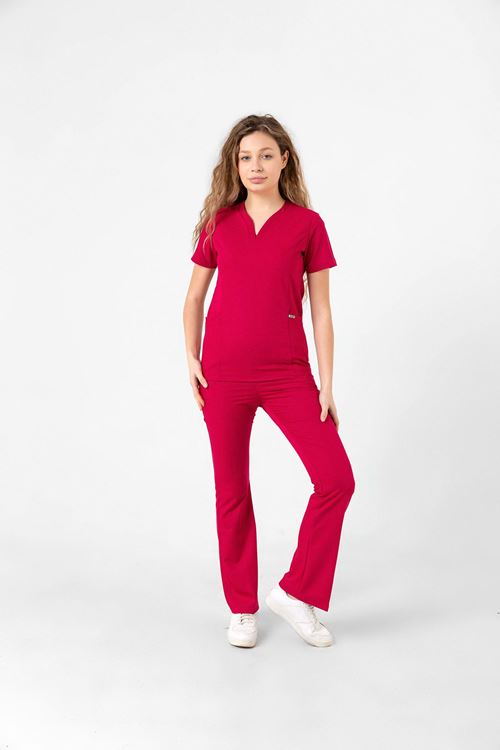Nef Medikal Drop Collar Koyu Fuşya Kadın Takım