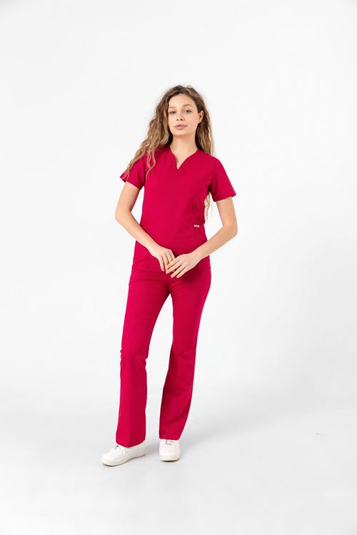 Nef Medikal Drop Collar Koyu Fuşya Kadın Takım