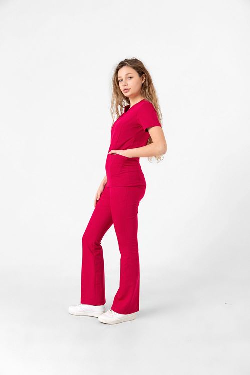 Nef Medikal Drop Collar Koyu Fuşya Kadın Takım