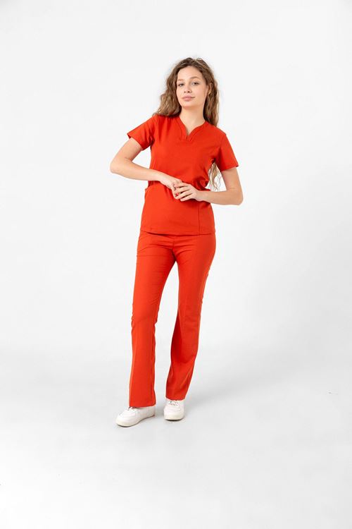 Nef Medikal Drop Collar Turuncu Kadın Takım