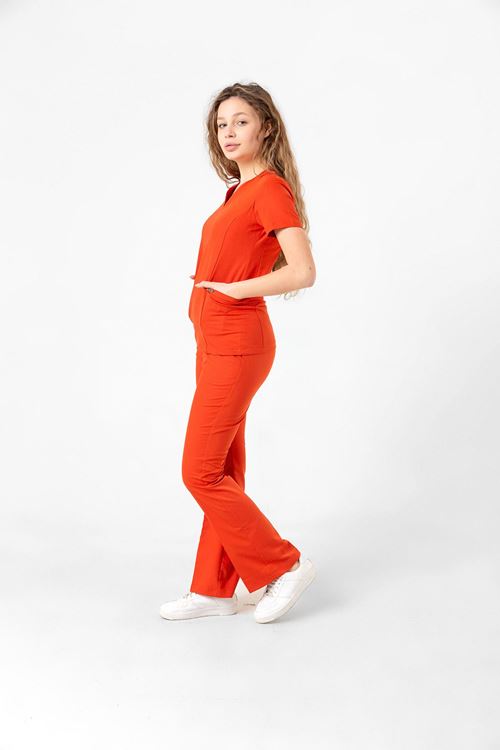 Nef Medikal Drop Collar Turuncu Kadın Takım