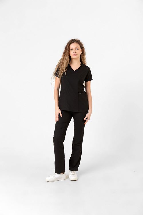 Nef Medikal Butterfly Collar Siyah Kadın Takım