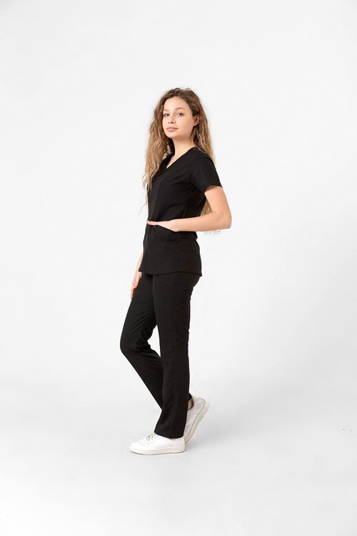 Nef Medikal Butterfly Collar Siyah Kadın Takım