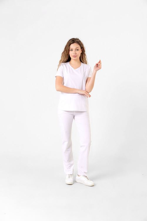 Nef Medikal Butterfly Collar Beyaz Kadın Takım