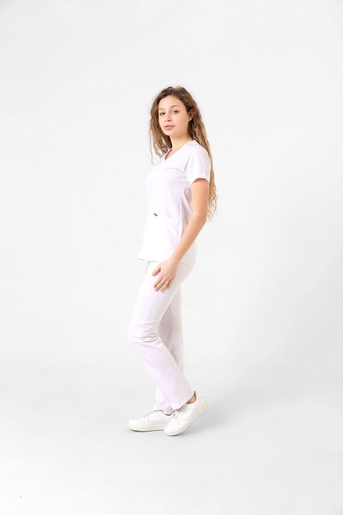 Nef Medikal Butterfly Collar Beyaz Kadın Takım