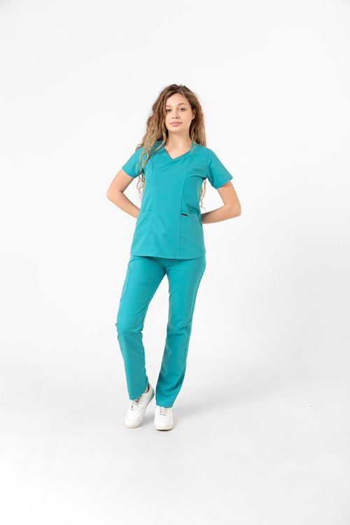 Nef Medikal Butterfly Collar Turkuaz Yeşili Kadın Takım