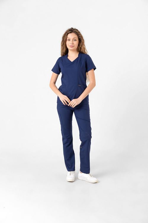 Nef Medikal Butterfly Collar Indigo Kadın Takım