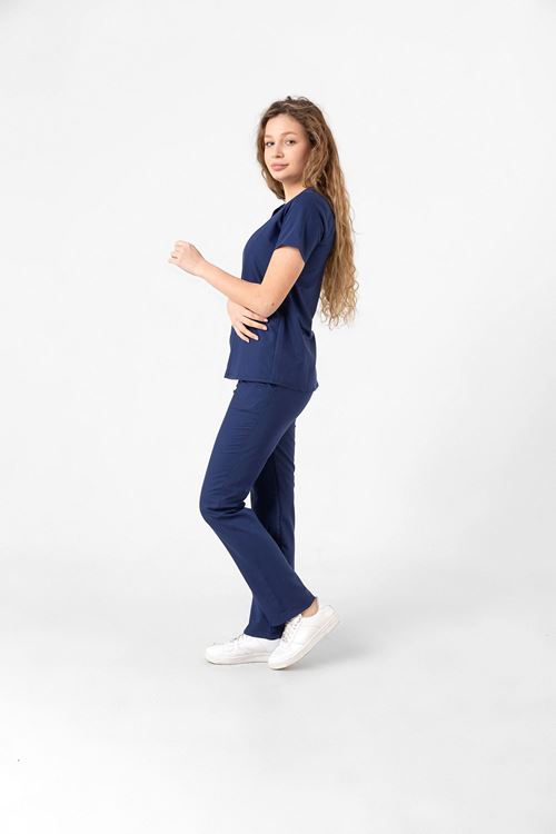 Nef Medikal Butterfly Collar Indigo Kadın Takım