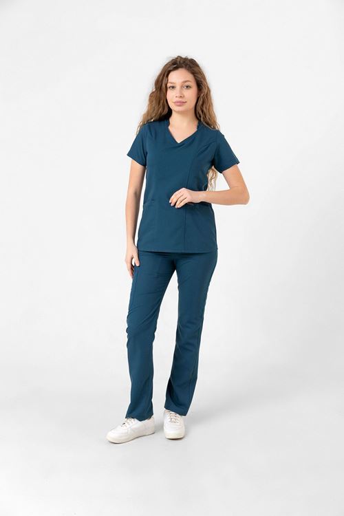 Nef Medikal Butterfly Collar Petrol Yeşili Kadın Takım