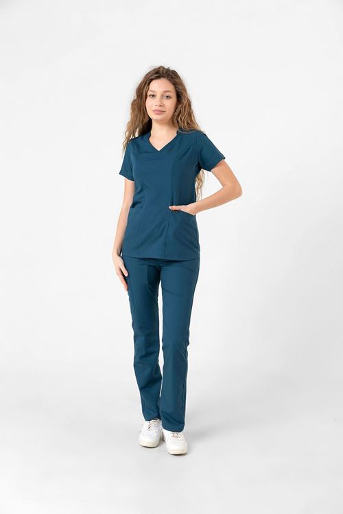 Nef Medikal Butterfly Collar Petrol Yeşili Kadın Takım