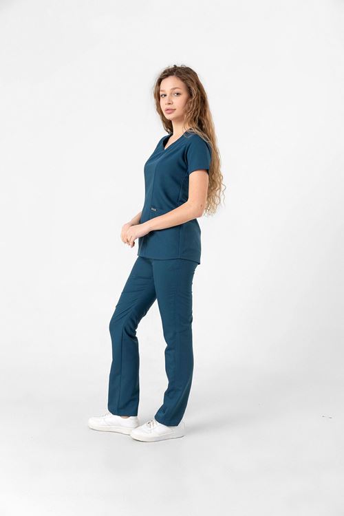 Nef Medikal Butterfly Collar Petrol Yeşili Kadın Takım