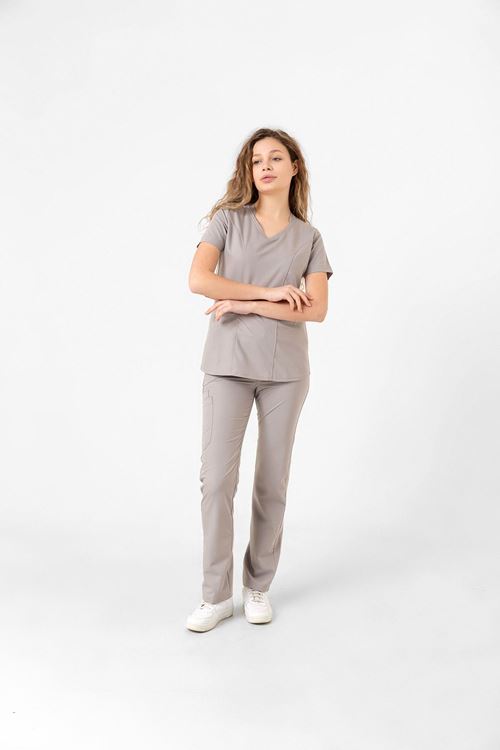 Nef Medikal Butterfly Collar Kum Gri Kadın Takım