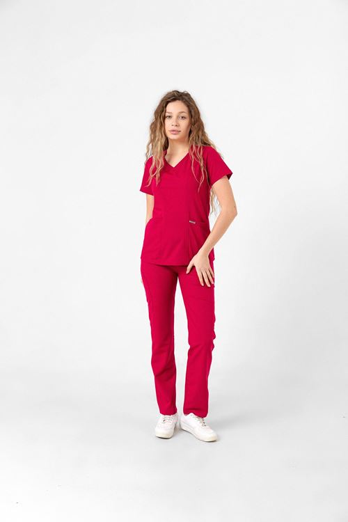 Nef Medikal Butterfly Collar Koyu Fuşya Kadın Takım