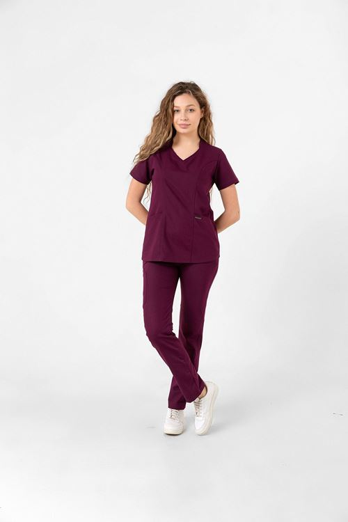 Nef Medikal Butterfly Collar Mürdüm Kadın Takım