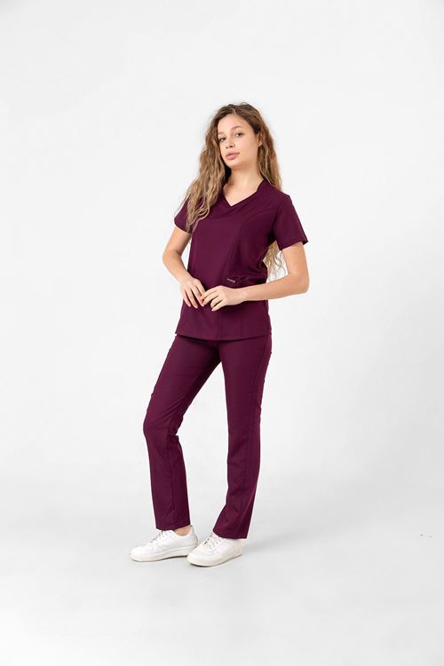 Nef Medikal Butterfly Collar Mürdüm Kadın Takım