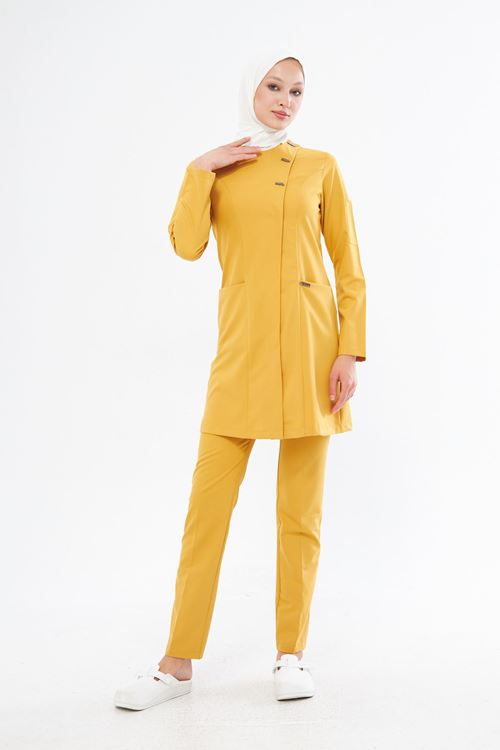 Nef Medikal Elegance Hardal Sarısı Tesettür Takım
