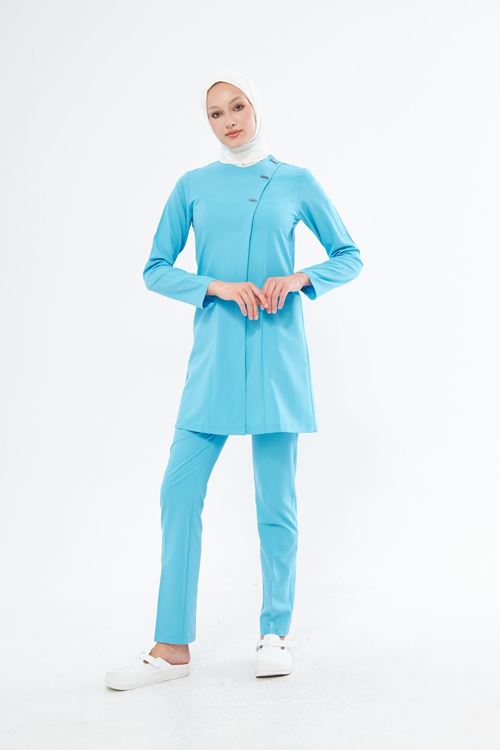 Nef Medikal Elegance Turkuaz Mavi Tesettür Takım