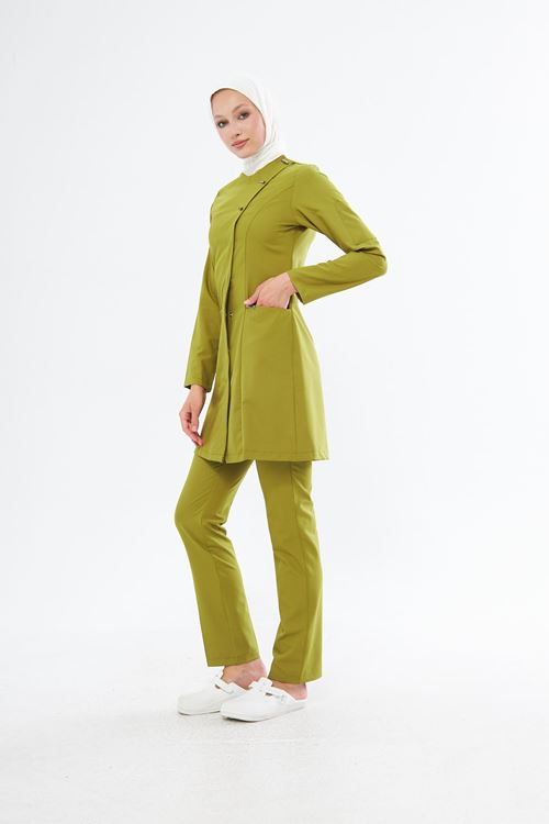 Nef Medikal Elegance Yağ Yeşili Tesettür Takım