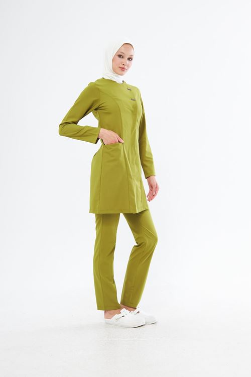 Nef Medikal Elegance Yağ Yeşili Tesettür Takım